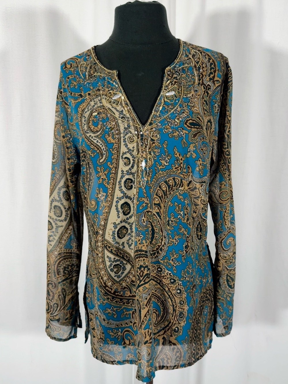 Vintage Zero Zero Paisley Beaded Blouse